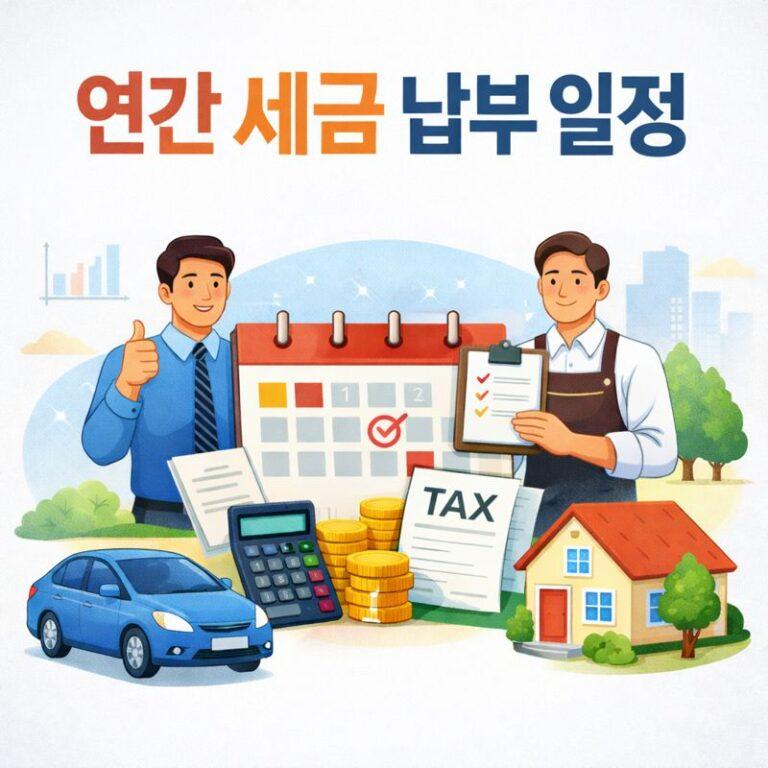[건부기] 연간 세금 납부 일정 – 근로소득자, 개인사업자, 차량, 부동산 보유 여부 확인