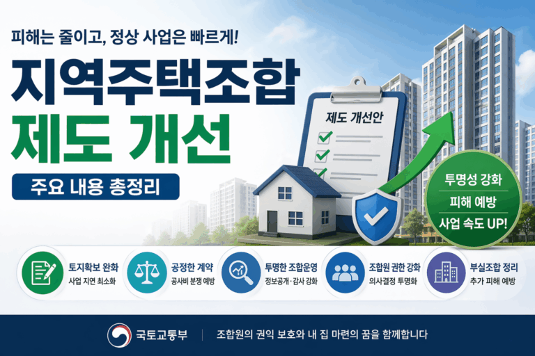 [건부기] 지역주택조합 제도 개선 – 토지확보 요건 80%로 낮춰